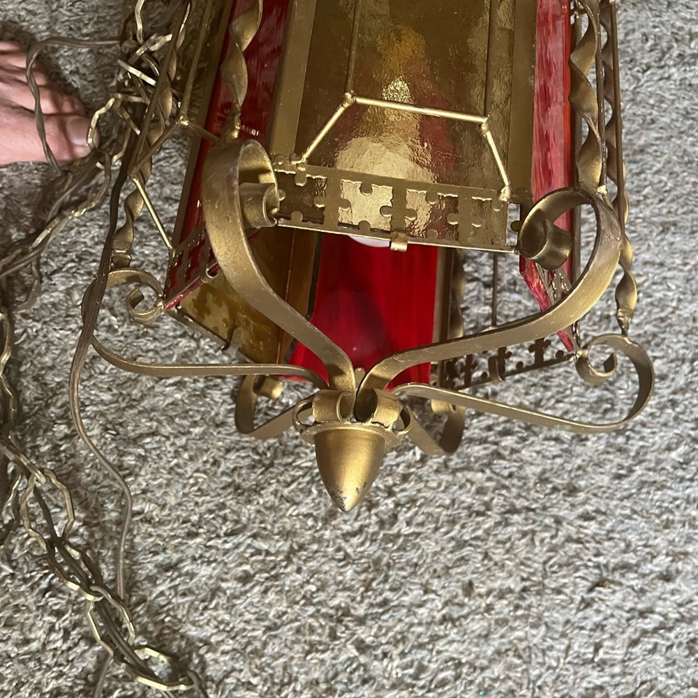 Mcm swag lamp with extra glass panels - Picture 3 of 5